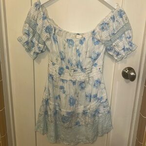 LoveShackFancy Blue Floral Dress